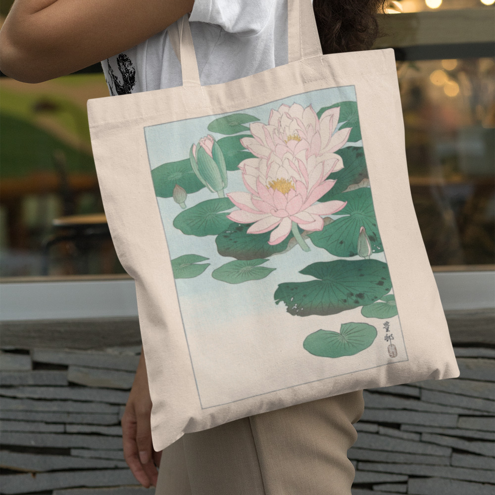 Flowering Water Lily Canvas Tote Bag